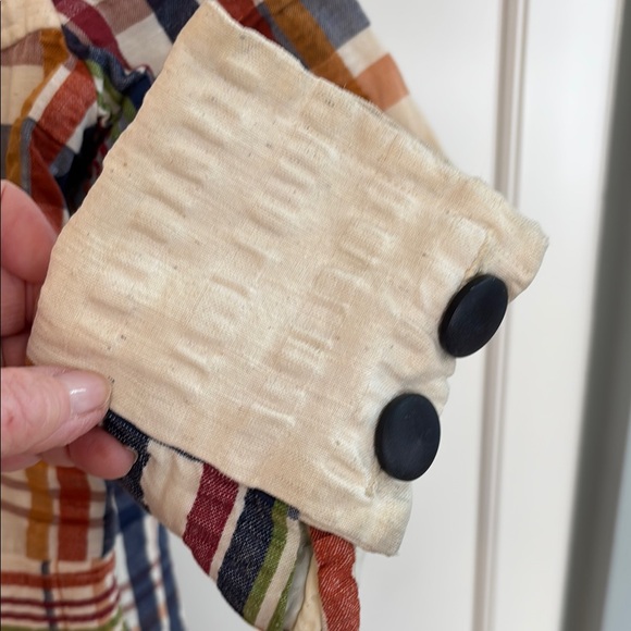 Vintage 1970’s custom sewn/ handmade plaid seersucker jacket & bell bottoms 2P - Picture 4 of 12